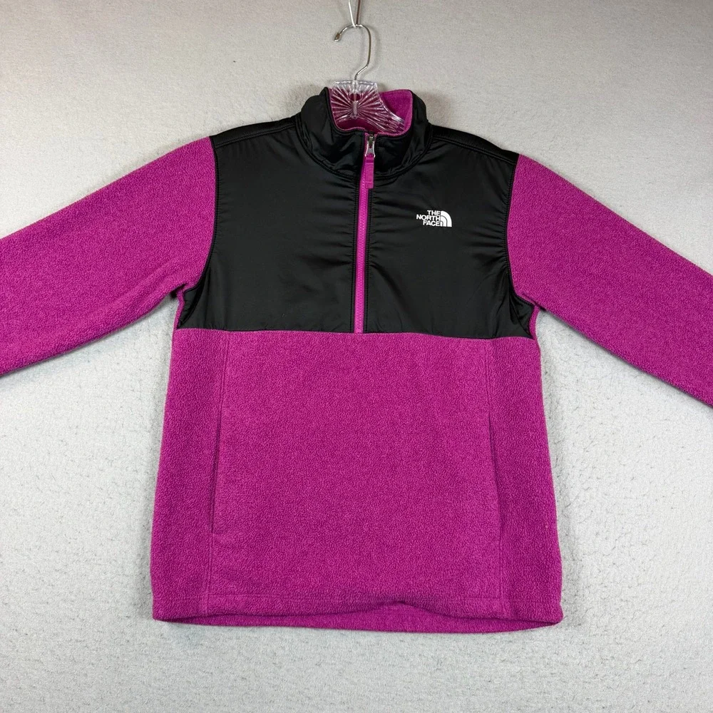 The North Face Fleece Pullover Kids L 14/16 Denali Magenta Black Quarter-Zip